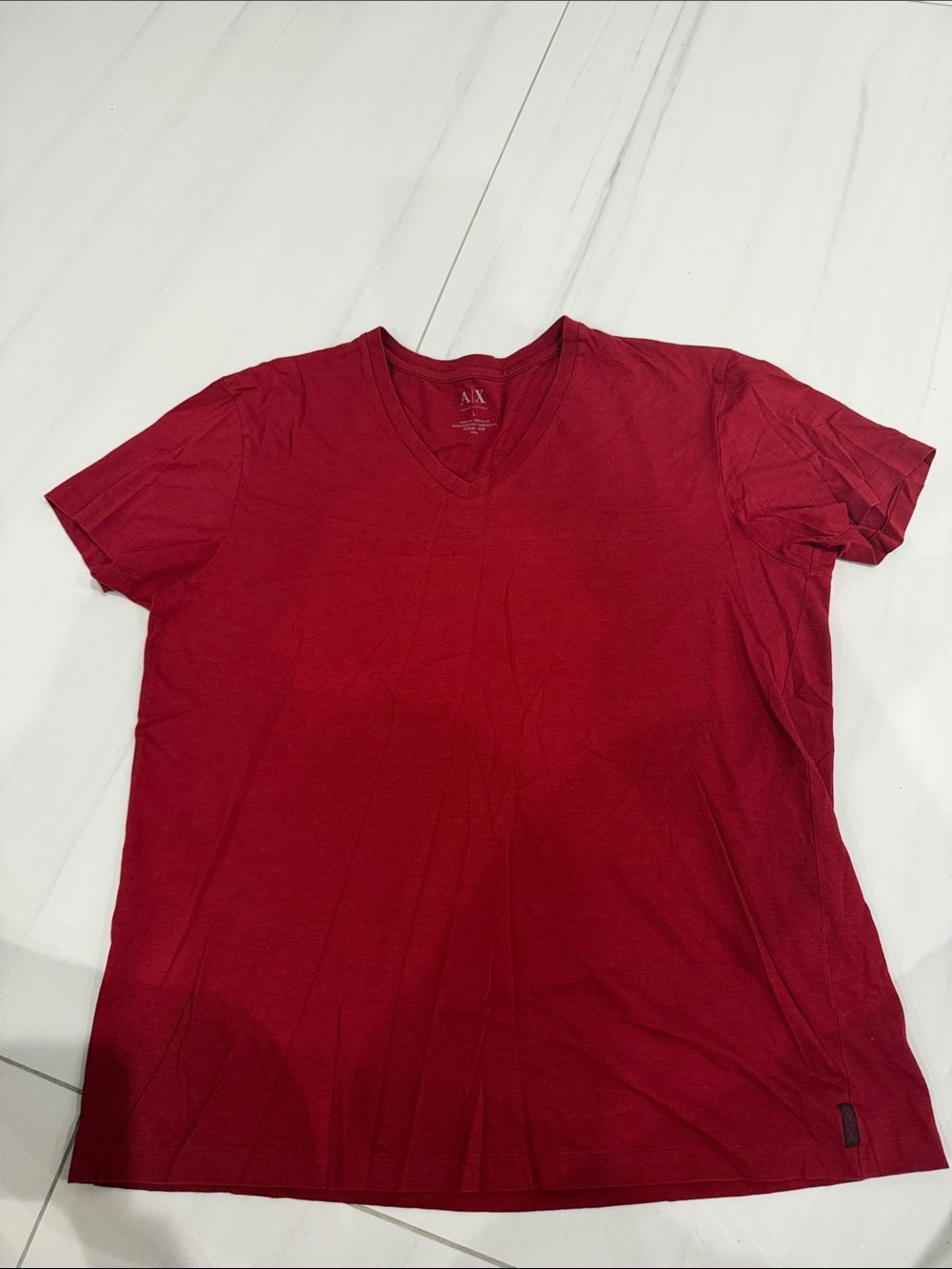 A/X Armani Exchange Men's Deep Red V-Neck Tee